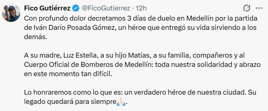 Mensaje del Alcalde en "X"